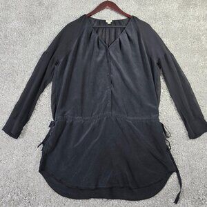 Wilfred Womens Small Black Silk Tunic Top Cinched Waist Minimalist